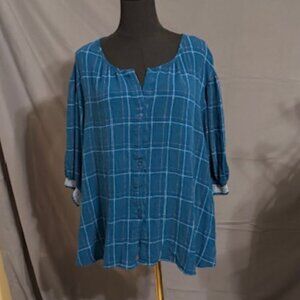 DOWNING STUDIO Plaid Blouse Size 5X